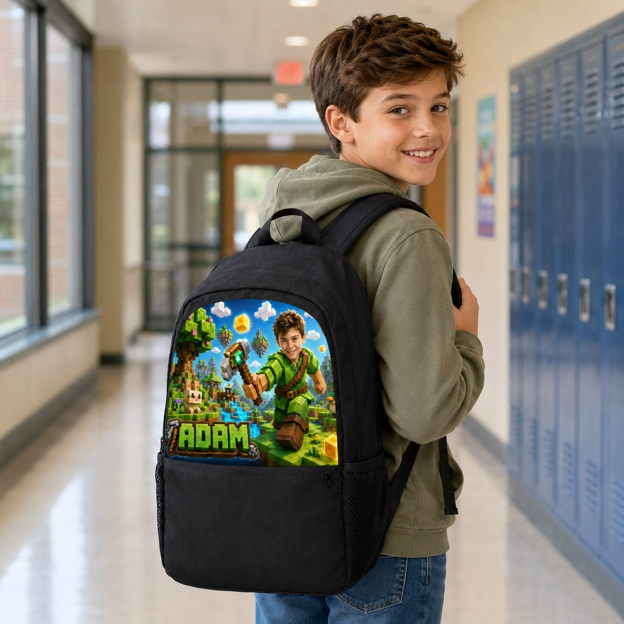 Personalized Sandbox Style Gamer Backpack - image 3 | Jolliboo