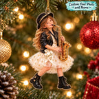 Personalized Saxophone Girl Christmas Ornament - image 1 | Jolliboo