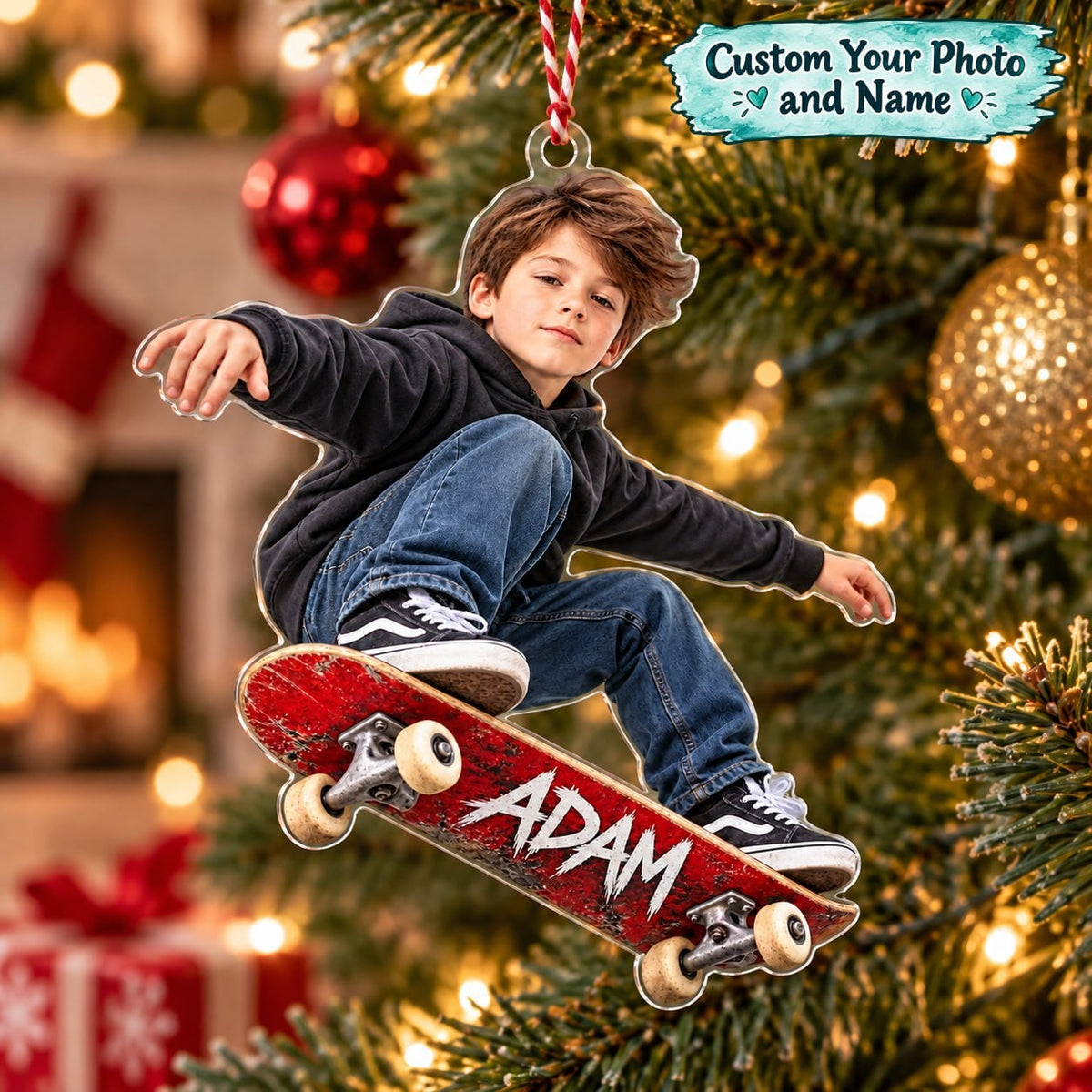 Personalized Skateboard Boy Christmas Ornament - image 1 | Jolliboo