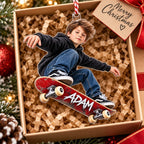 Personalized Skateboard Boy Christmas Ornament - image 2 | Jolliboo