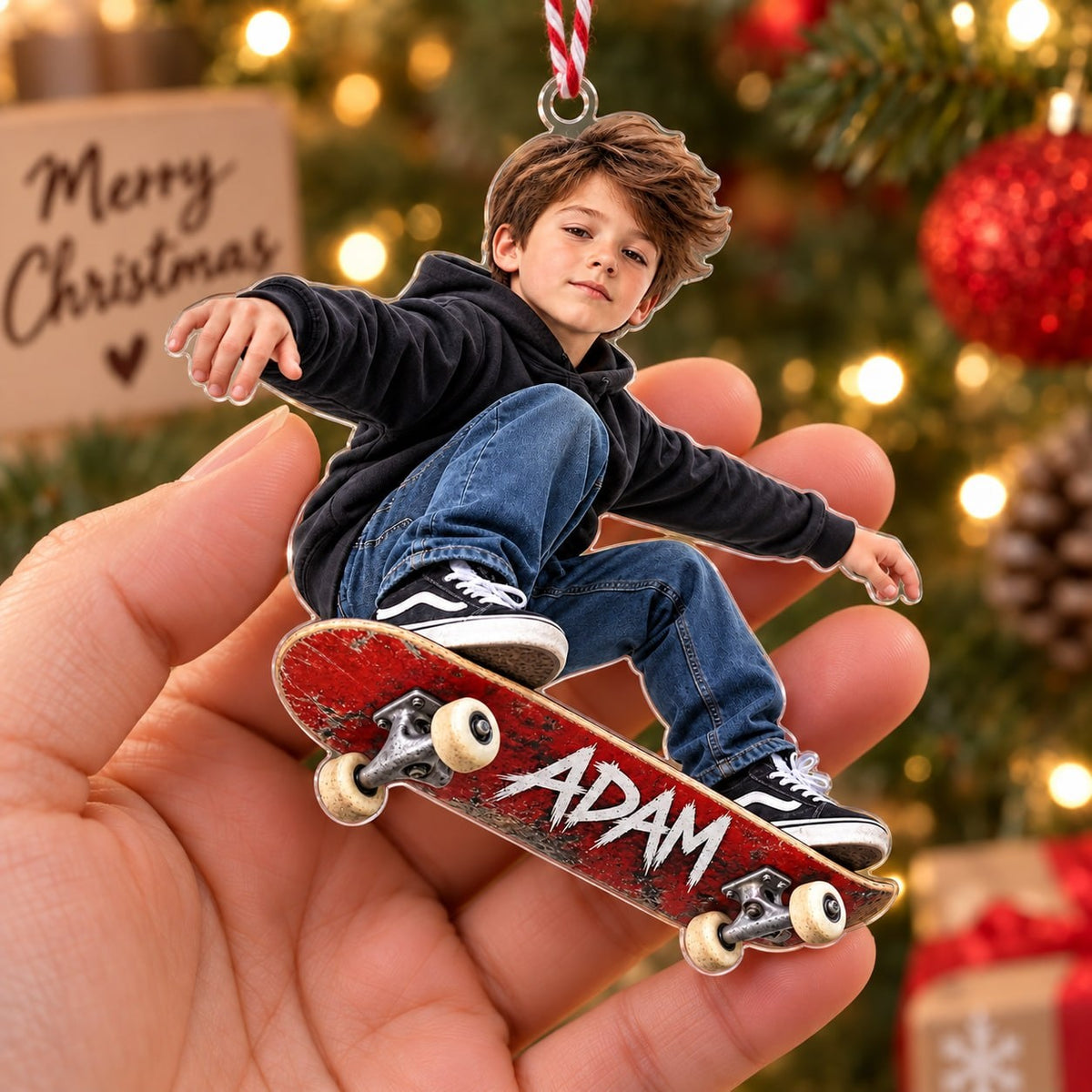 Personalized Skateboard Boy Christmas Ornament - image 3 | Jolliboo