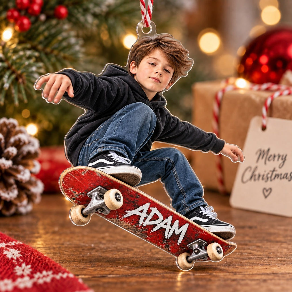 Personalized Skateboard Boy Christmas Ornament - image 4 | Jolliboo