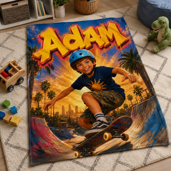 Personalized Skater Blanket for Boys - image 2 | Jolliboo