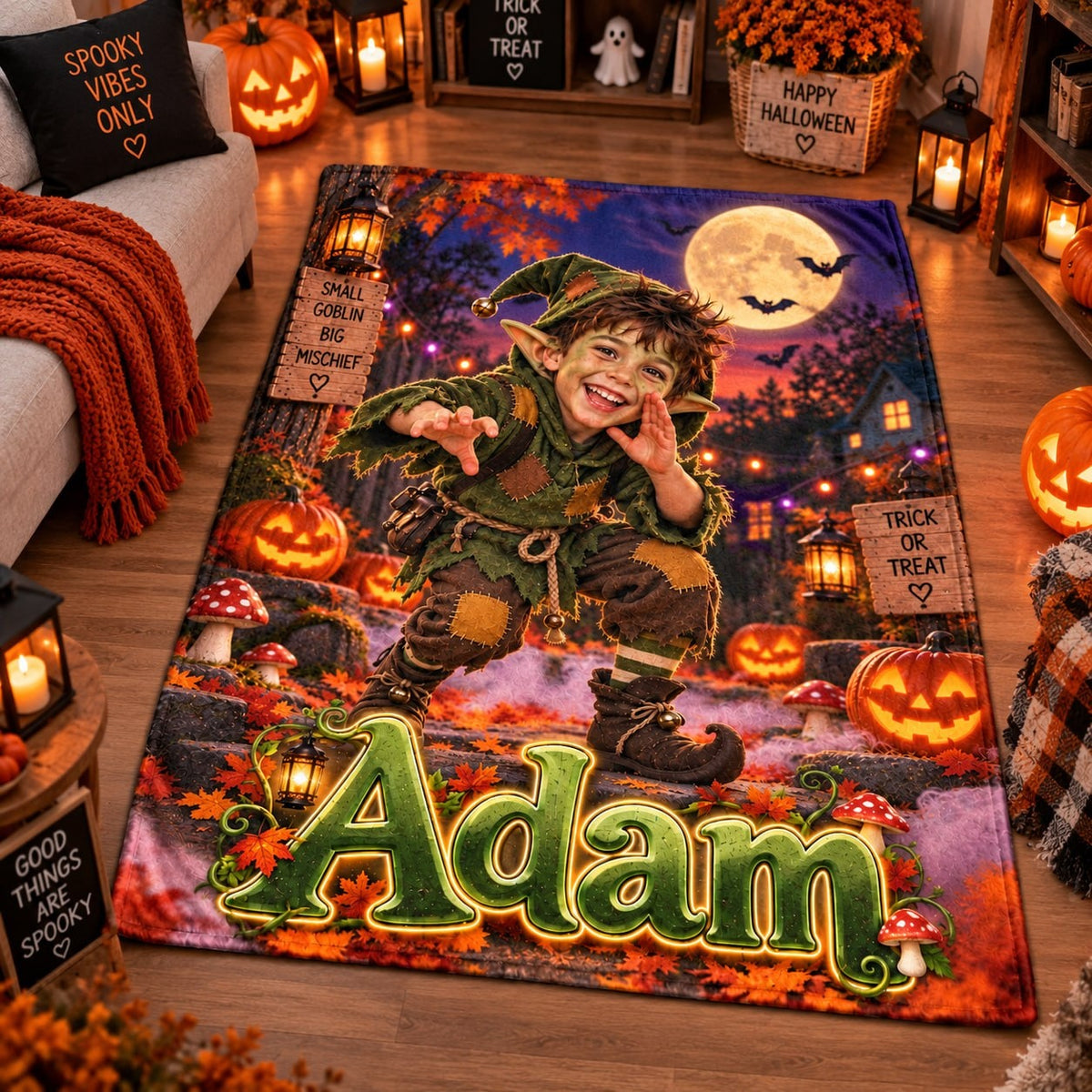 Personalized Small Goblin Halloween Blanket - image 4 | Jolliboo
