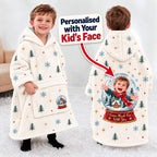 Personalized Snow Much Fun Blanket Hoodie - personalized child face callout lifestyle image | Personalized kids blanket hoodie by Jolliboo