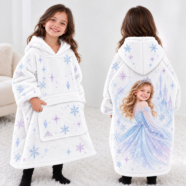 Personalized Snow Princess Blanket Hoodie - product gallery image 124 | Personalized blanket hoodie for kids by Jolliboo