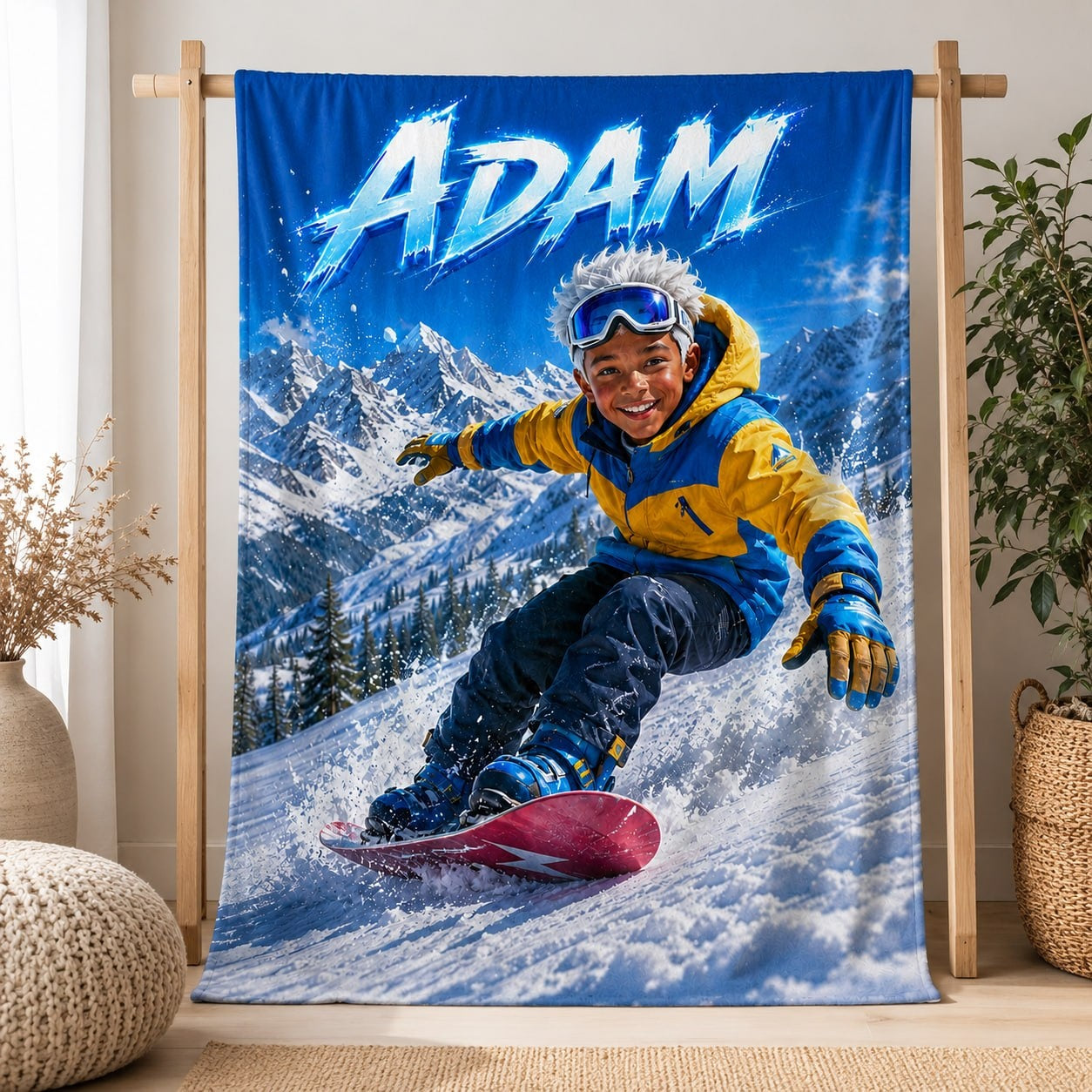 Personalized Snowboard Star Blanket - image 3 | Jolliboo