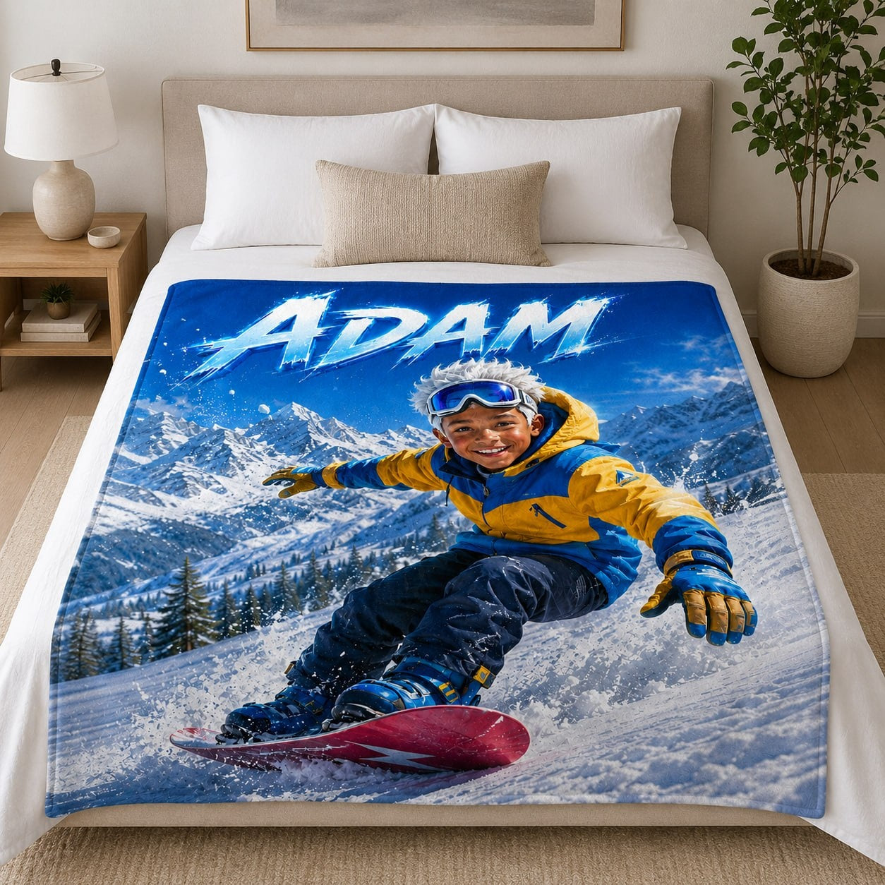 Personalized Snowboard Star Blanket - image 4 | Jolliboo