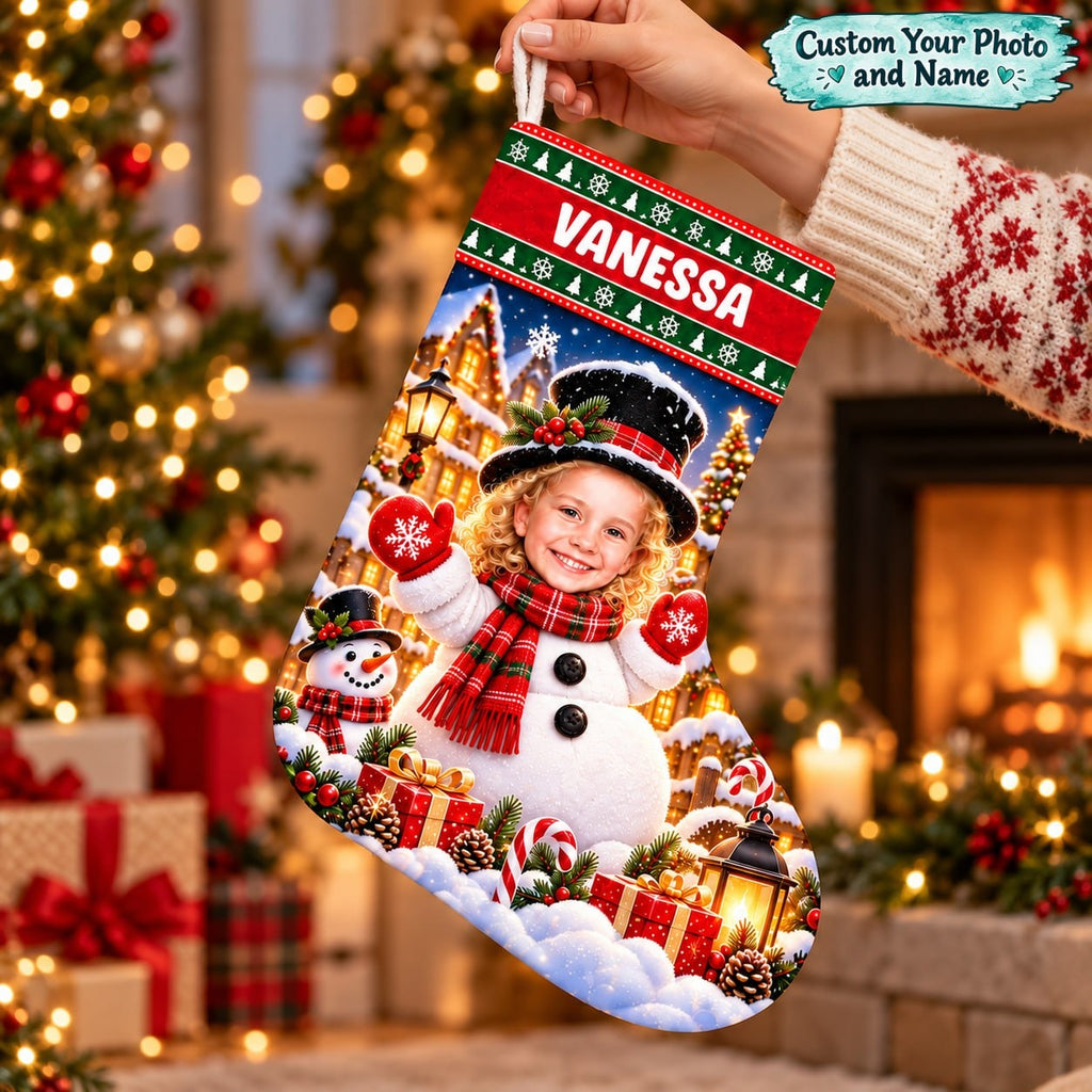Personalized Snowman Village Christmas Stocking - image 1 | Jolliboo