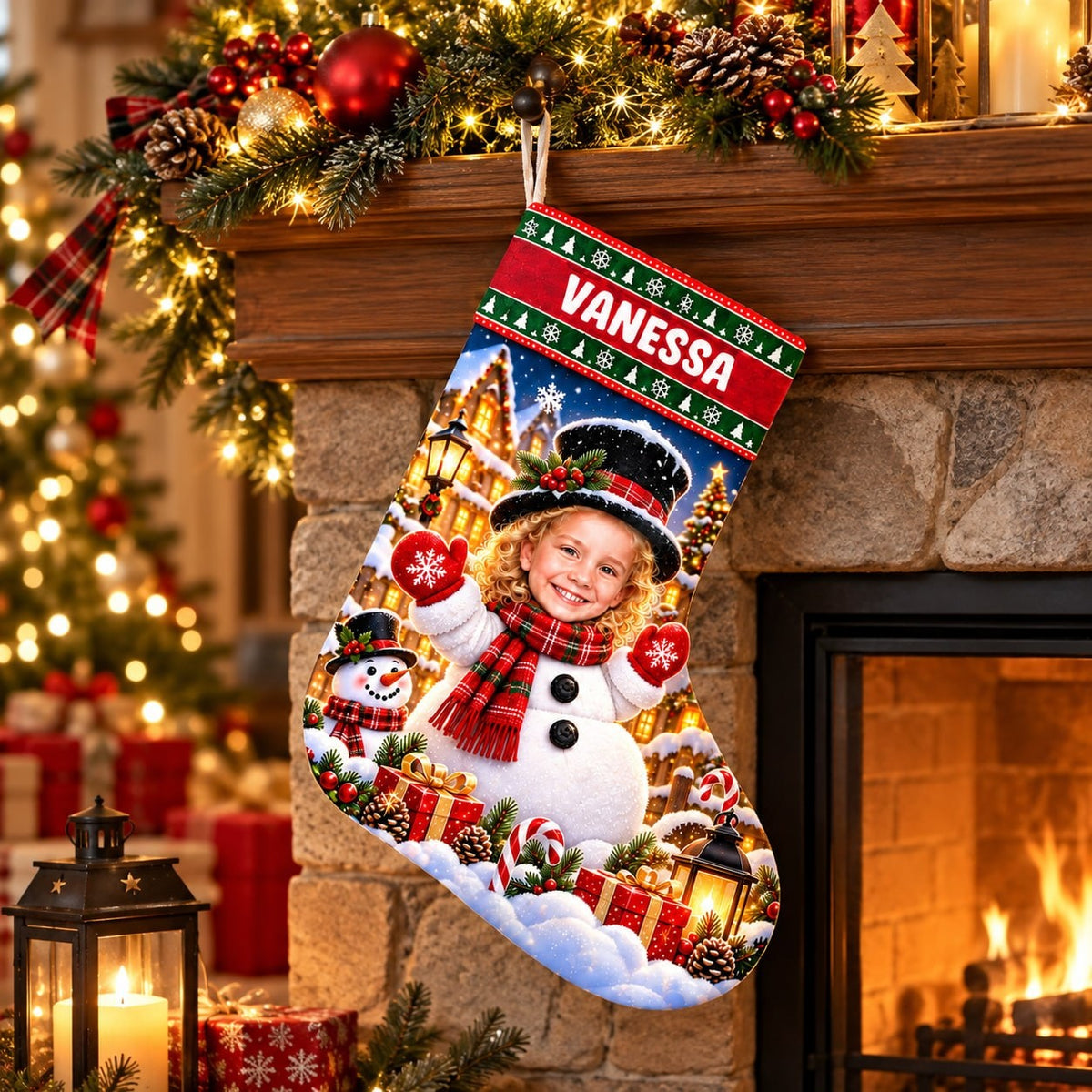 Personalized Snowman Village Christmas Stocking - image 4 | Jolliboo