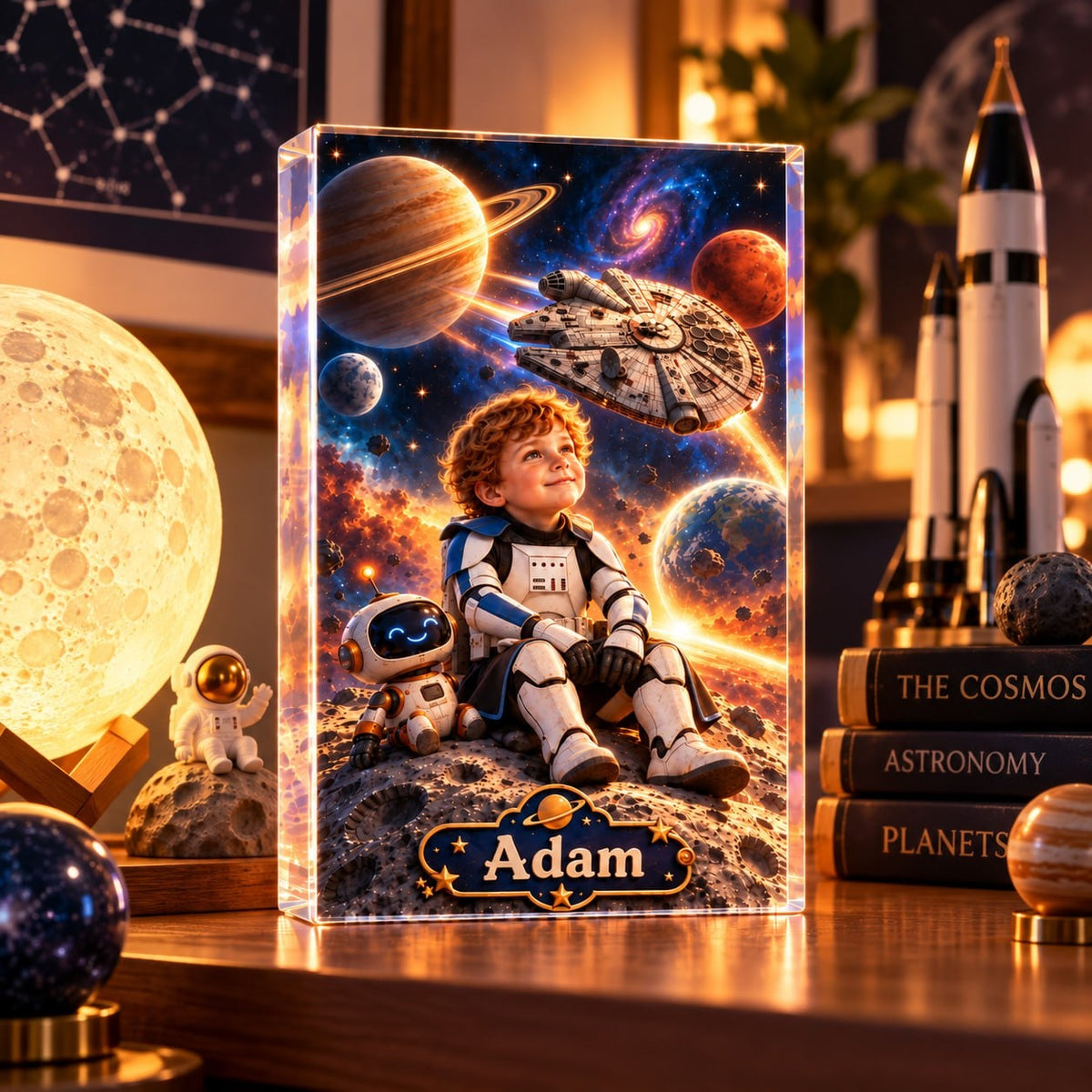 Personalized Space Adventure Acrylic Block - image 1 | Jolliboo