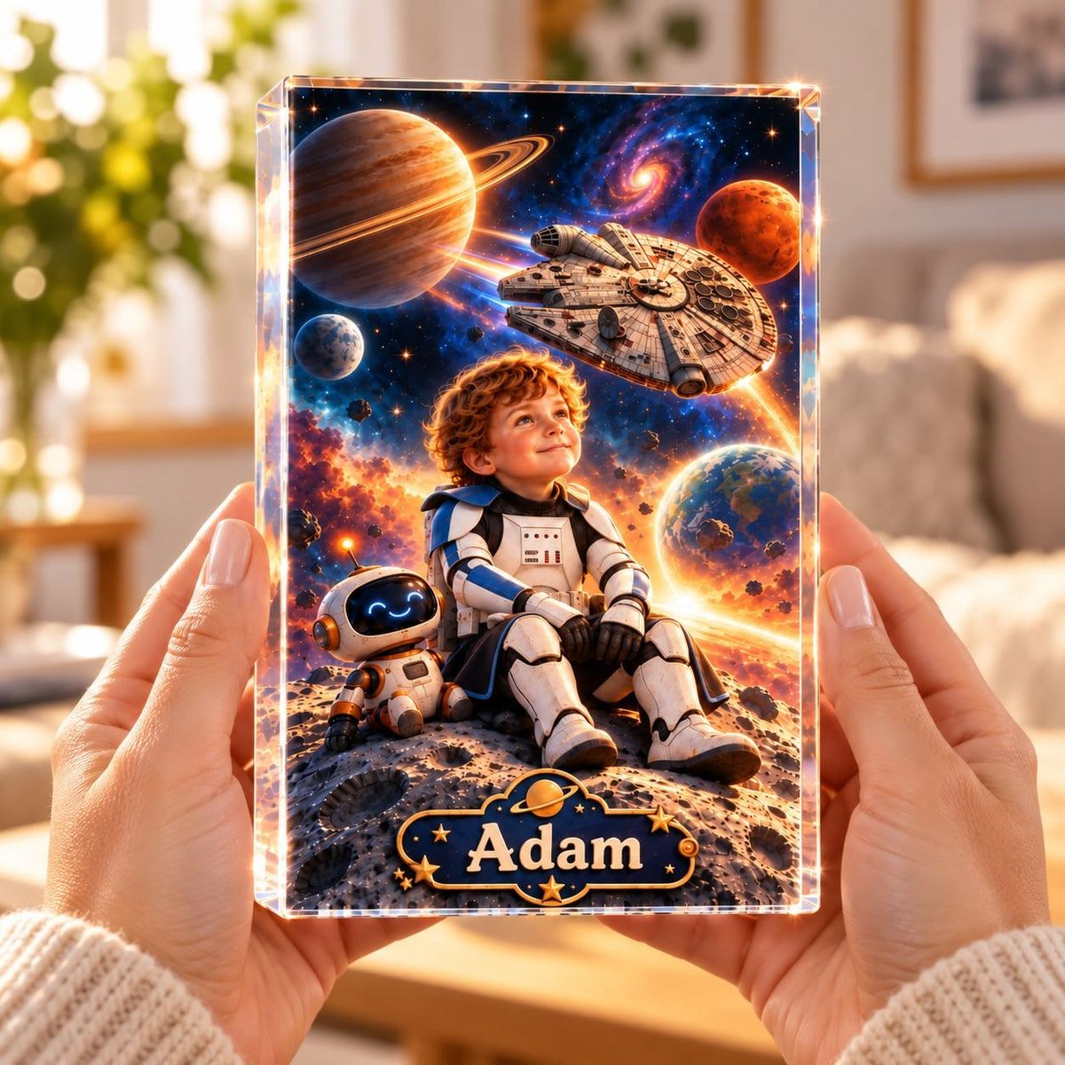Personalized Space Adventure Acrylic Block - image 2 | Jolliboo