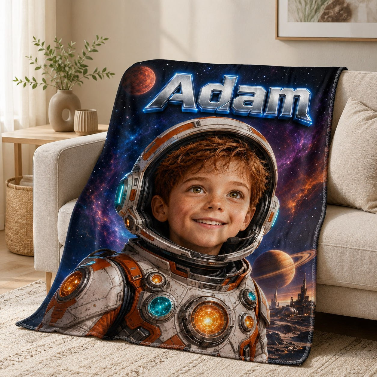 Personalized Space Adventure Blanket - image 3 | Jolliboo