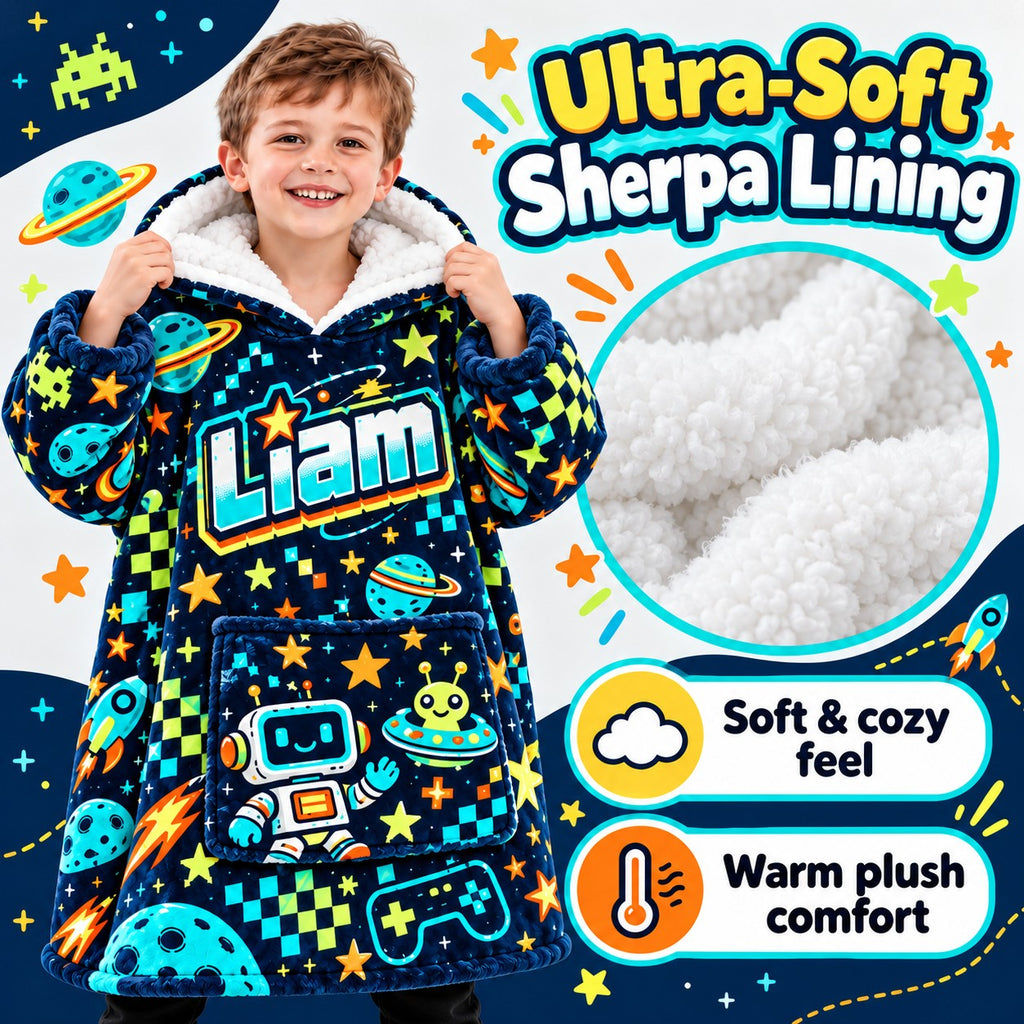 Personalized Space Explorer Blanket Hoodie - product gallery image 4 | Personalized blanket hoodie for kids by Jolliboo
