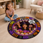 Personalized Still Eating Monster Round Rug - still eating monster mouth Halloween round rug gallery mockup 2 | Personalized round rug for kids by Jolliboo