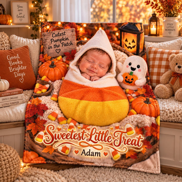 Personalized Sweetest Little Treat Baby Halloween Blanket - image 1 | Jolliboo