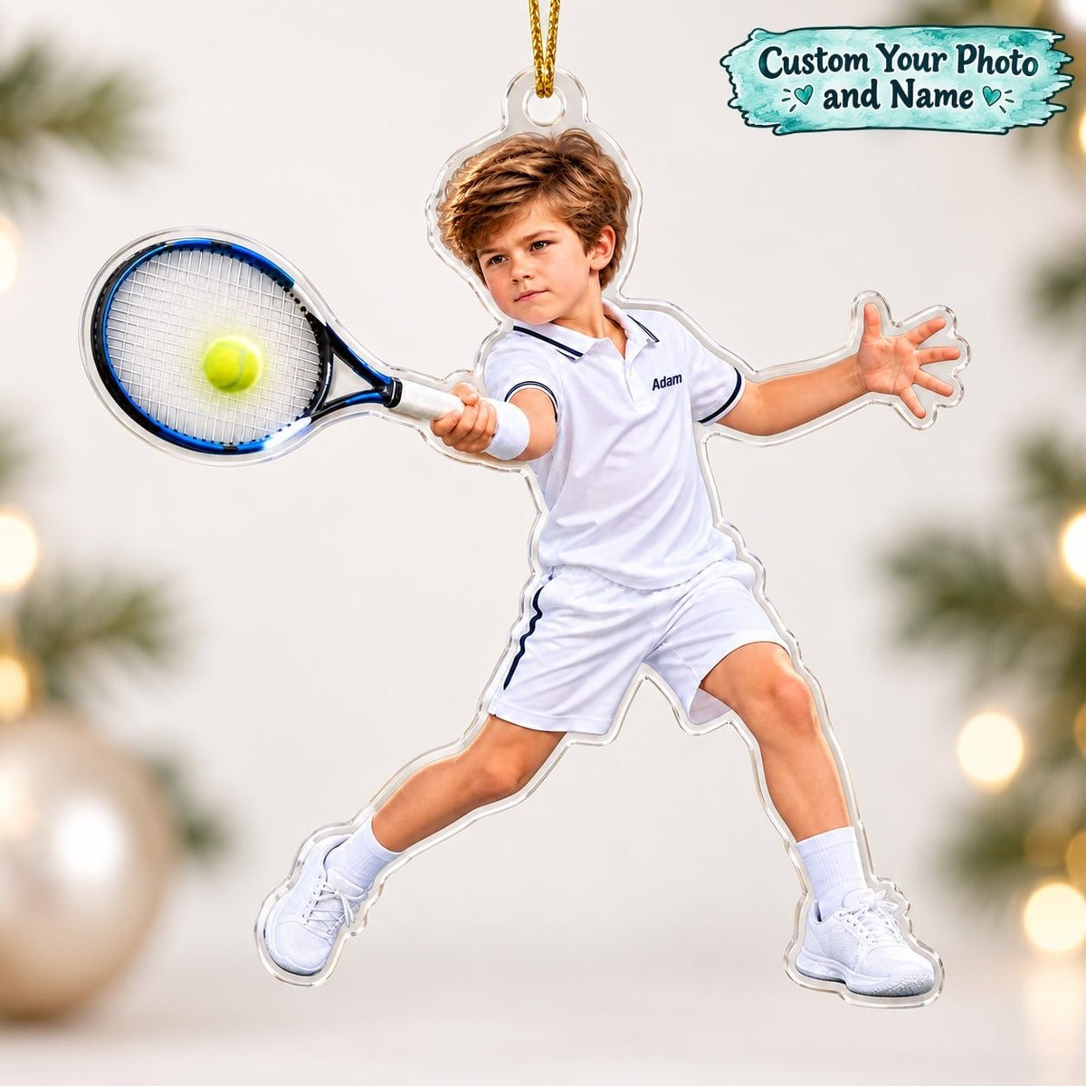 Personalized Tennis Boy Christmas Ornament - image 1 | Jolliboo