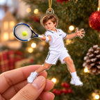 Personalized Tennis Boy Christmas Ornament - image 2 | Jolliboo