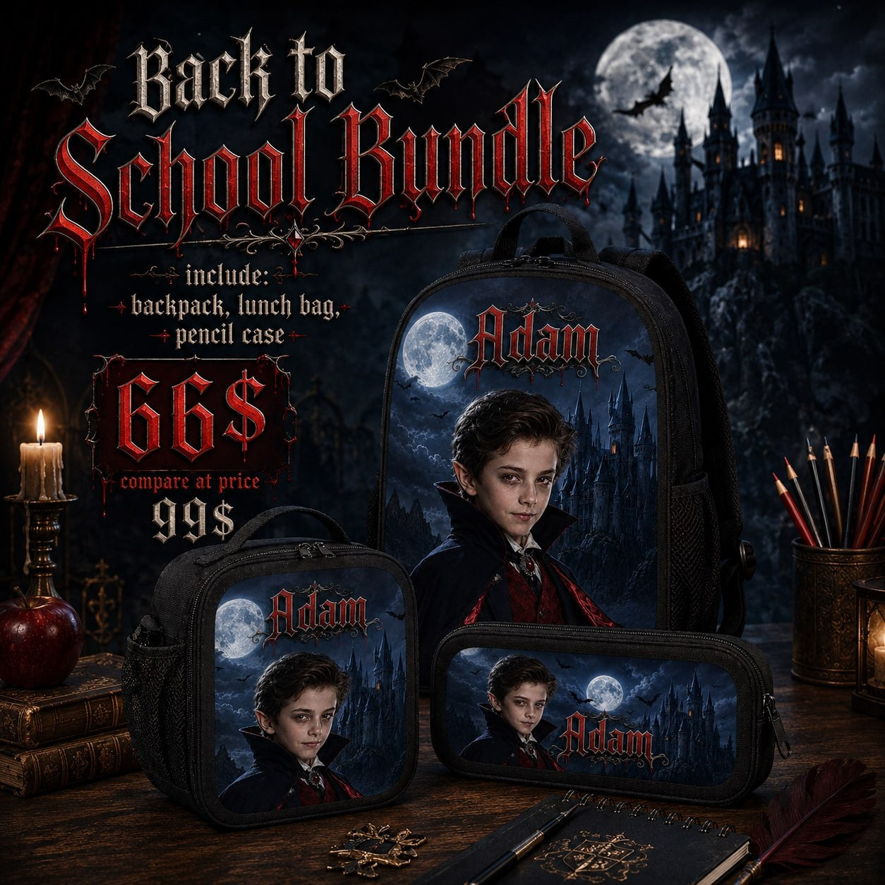 Personalized Vampire Backpack - image 4 | Jolliboo
