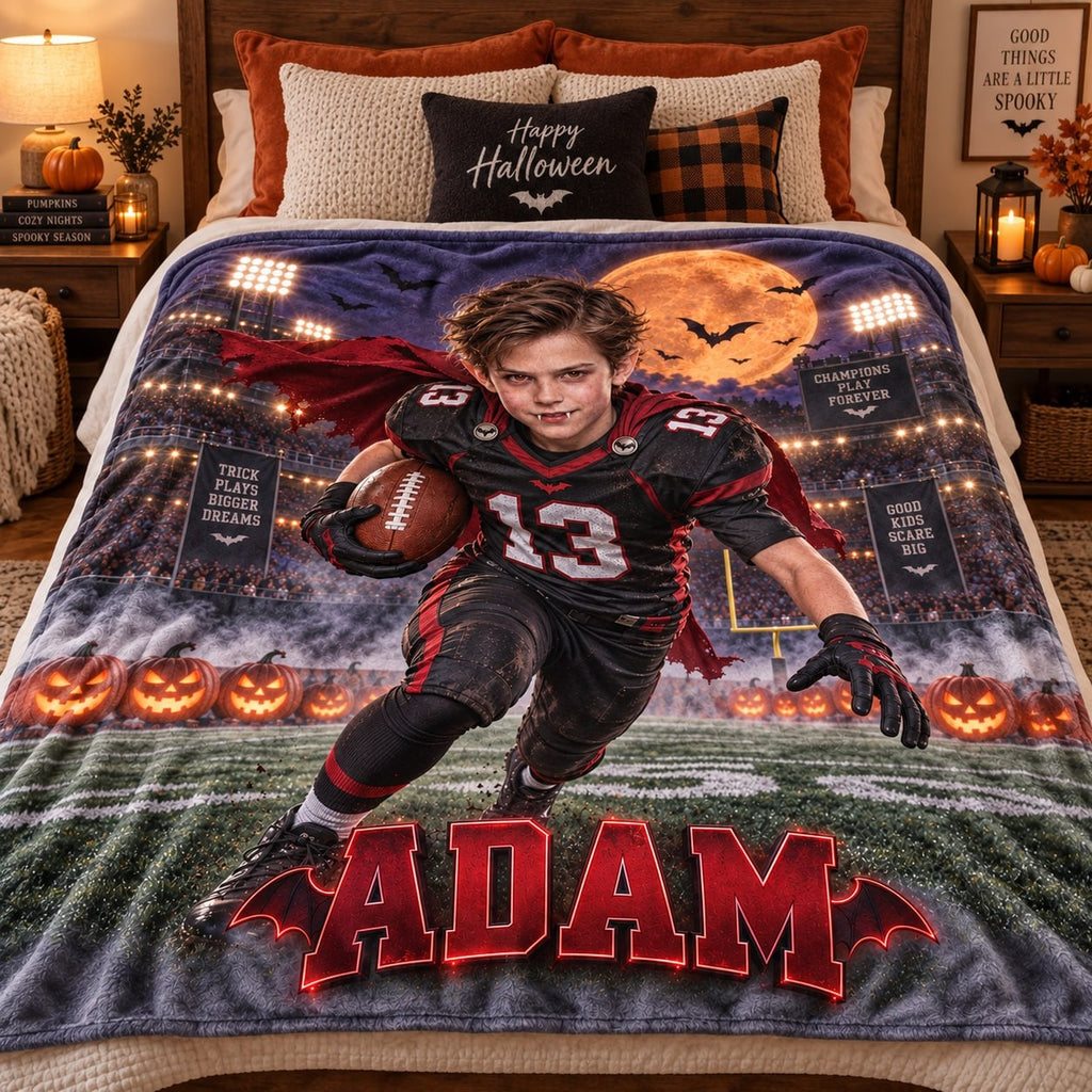 Personalized Vampire Football Champion Halloween Blanket - image 1 | Jolliboo