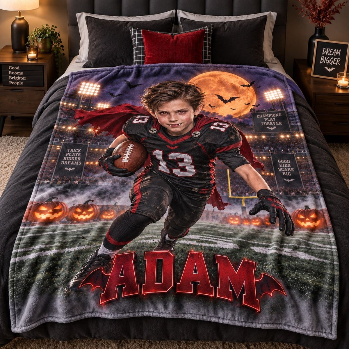 Personalized Vampire Football Champion Halloween Blanket - image 3 | Jolliboo