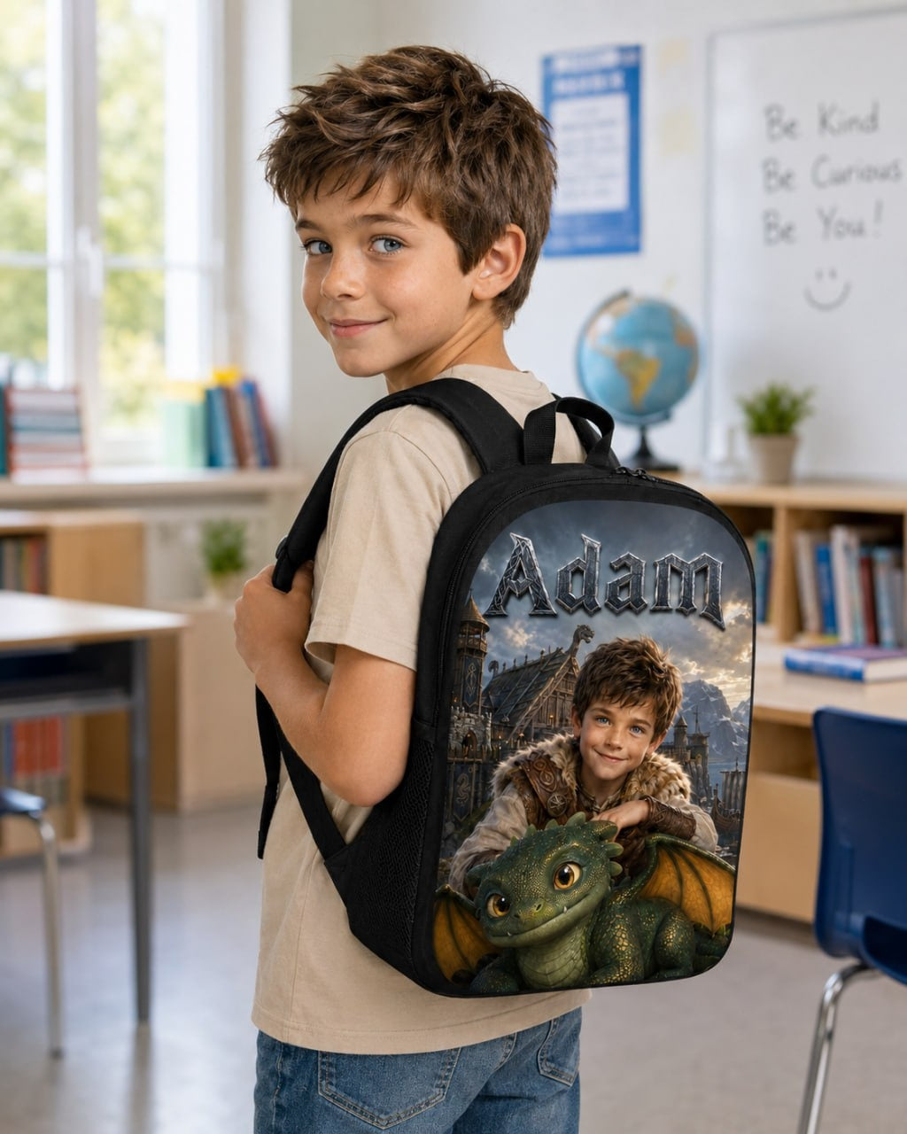 Personalized Viking Dragon Boy Backpack - image 2 | Jolliboo