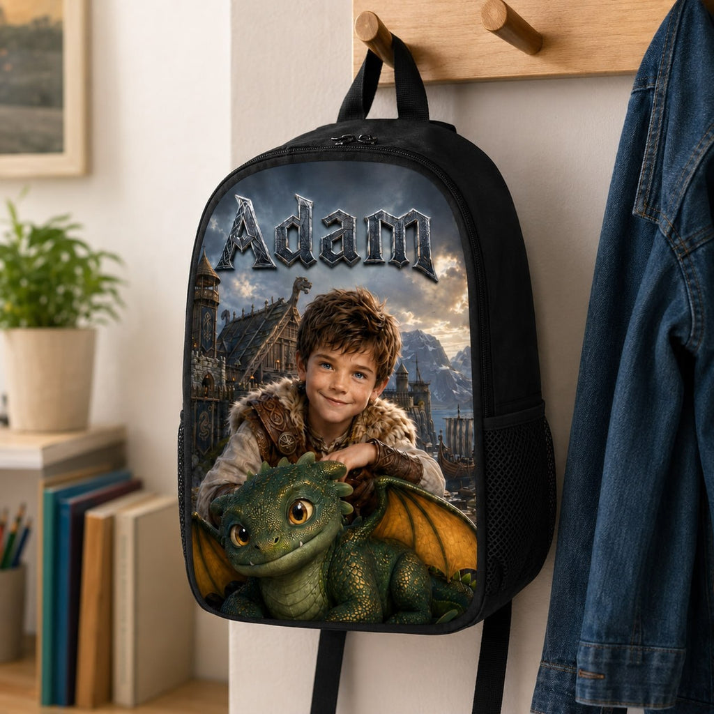 Personalized Viking Dragon Boy Backpack - image 3 | Jolliboo