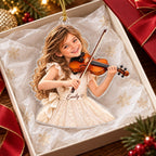 Personalized Violin Girl Christmas Ornament - image 3 | Jolliboo