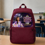 Personalized Volleyball Court Queen Casual Backpack - maroon backpack color product shot | Personalized volleyball backpack for girls by Jolliboo