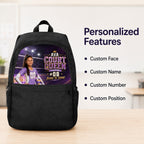 Personalized Volleyball Court Queen Casual Backpack - personalized features image showing custom face name number and position | Personalized volleyball backpack for girls by Jolliboo