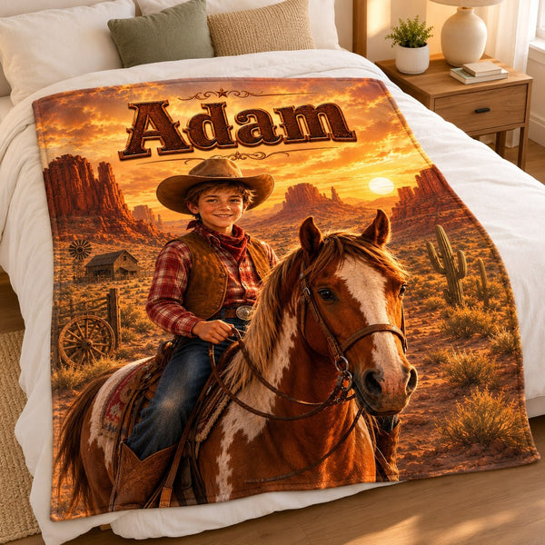 Personalized Western Cowboy Blanket - image 2 | Jolliboo