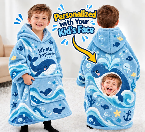 Personalized Whale Explorer Blanket Hoodie - featured hero image 12 | Personalized blanket hoodie for kids by Jolliboo