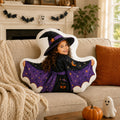 Personalized Witch Bat Cape Custom Shape Pillow - Halloween sofa lifestyle gallery image | Personalized custom shape pillow for kids by Jolliboo